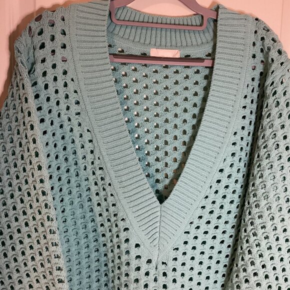 H&M Women's Open Knit Dress Oversize Stretch Tunic Beach Swimsuit Cover Up - Picture 2 of 6